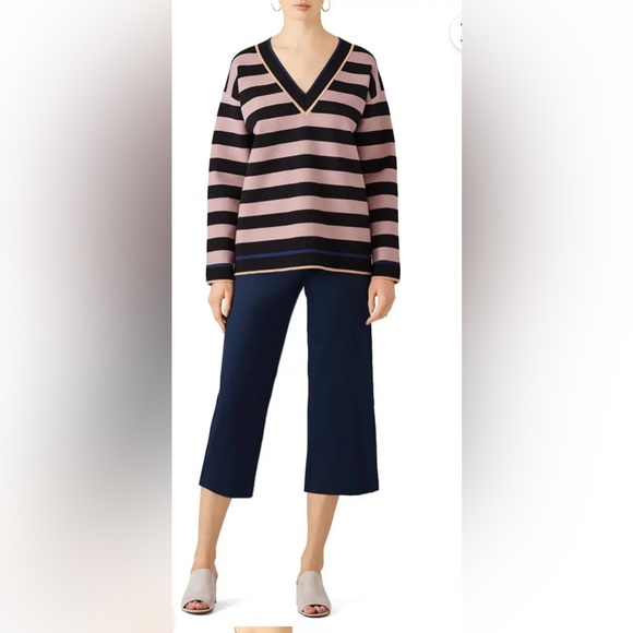 Diane Von Furstenberg Stripe Knit Pullover Sweater Size Small Oversized - Picture 1 of 9